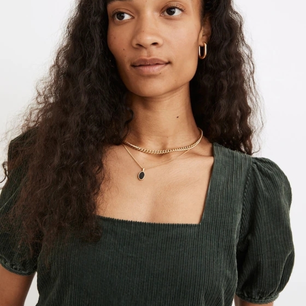 Madewell Corduroy Aidy Square-Neck Tiered Mini Dress Sz 4 - Picture 4 of 13